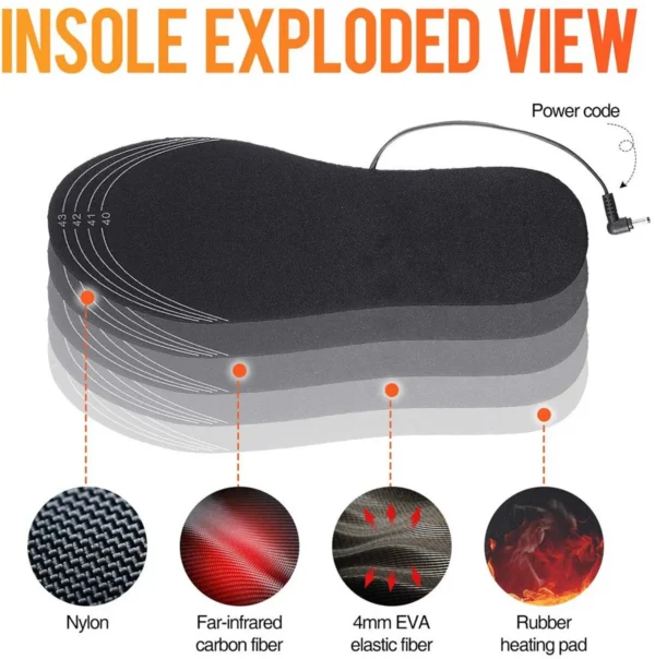 USB Heated Shoe Insoles Feet Warm Sock Pad Mat Electrically Heating Insoles Washable Warm Thermal Insoles Unisex WJ014 Insoles - Image 6