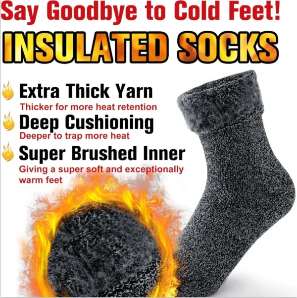 2 Pairs Pack Winter Thermal Socks For Men Women Cold Weather Insulated Socks Outdoor Hiking Skiing Warm Snow Thick Heated Socks - Image 5