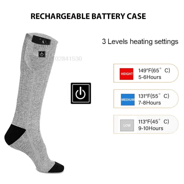 Winter Electric Heating Socks With Battery Box Rechargeable Anti-Cold Men Thermal Heated Foot Warmer Outdoor Camping Ski Sports - Image 2