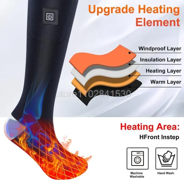 Winter Electric Heating Socks With Battery Box Rechargeable Anti-Cold Men Thermal Heated Foot Warmer Outdoor Camping Ski Sports - Image 4